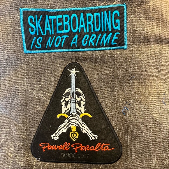 Custom made Upcycled Yelawolf denim vest Vintage Skateboard Patches Size Large - Picture 8 of 8